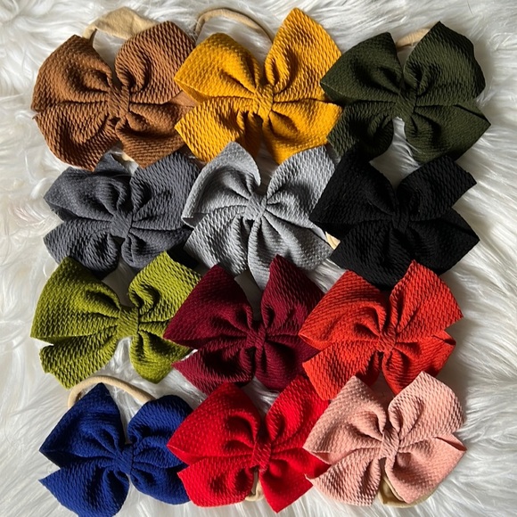 Other - 🏷️  Boutique 12 Fall Colored Bows on Soft Elastic Hair Ties